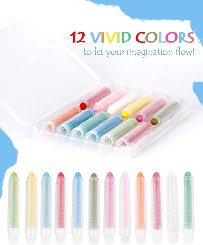 12-Color Dustless Chalk Set with Holder