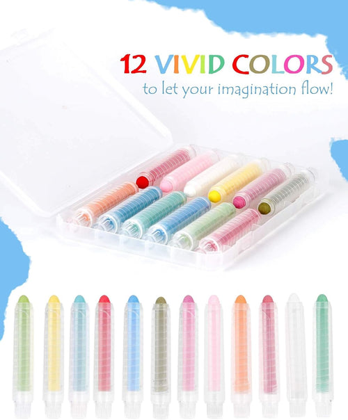 12-Color Dustless Chalk Set with Holder