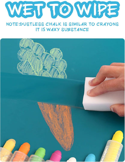 12-Color Dustless Chalk Set with Holder